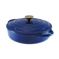 Barbary & Oak Shallow Cast Iron Casserole Dish, 28cm – Blue