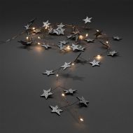 Konstsmide Wooden Star Lights, Warm White - 1.9m