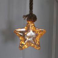 Lumineo Glass Star Rope Light, 20cm – Silver / Warm White