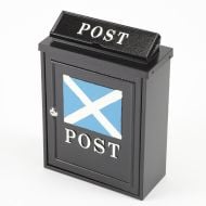 Cast Aluminium Post Box, Black - Scottish Flag