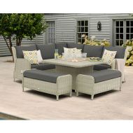 Bramblecrest Chedworth 9 Seater Reclining Sofa Dining Set with Fire Pit - Dove Grey
