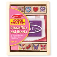 Melissa & Doug Wooden Stamp Set – Butterflies & Hearts