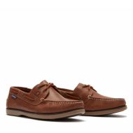 Chatham Men’s Whitstable Leather Lace Up Boat Shoes – Tan