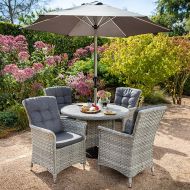 Hartman Heritage 4 Seater Round Dining Set with Parasol - Ash/Slate
