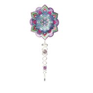 Spin Art Mandala Lotus Wind Spinner with Crystal Tail
