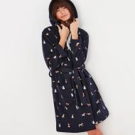 Joules Women’s Idlewhile Printed Jersey Dressing Gown – Navy Dogs