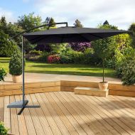 Pagoda Overhanging Square Parasol, 2.5m - Charcoal Grey
