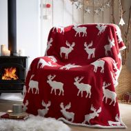 Portfolio Sherpa Fleece Throw – Moose Red