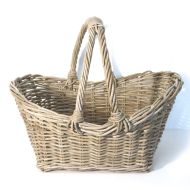 Shopper Style Wicker Log Basket, Grey - Large