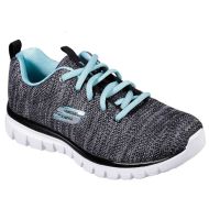 Skechers Women’s 12614 Graceful Twisted Fortune Trainers – Black/Turquoise