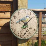 Smart Garden Outside In Blue Tit Wall Clock & Thermometer