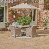 LG Outdoor St Tropez Sand 4 Seater Dining Garden Furniture Set with 2.5m Parasol