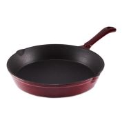 Barbary & Oak Cast Iron Round Frying Pan, 26cm – Red