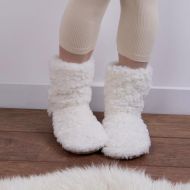 Totes Women’s Faux Fur Slipper Socks - Cream
