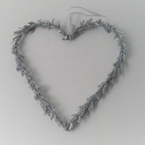 Heart Christmas Tree Decoration, 25cm - Silver