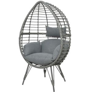 Evora Wicker Single Standing Egg Chair - Grey