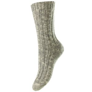 HJ Hall Women’s Chunky Knit Wool & Cotton Socks – Grey Marl