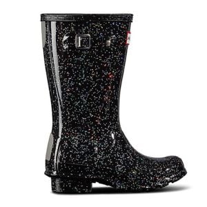 Hunter Children’s Original Big Kids Glitter Wellington Boots – Black