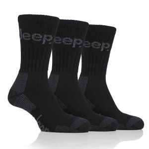 Jeep Men’s Boot Socks, Pack of 3 – Black/Grey