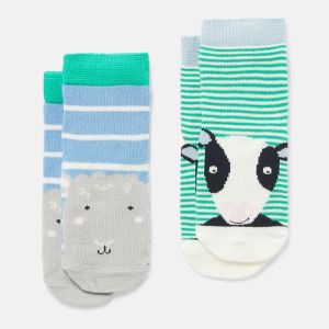 Joules Baby Neat Feet Socks, Pack of 2 – Sheep Cow