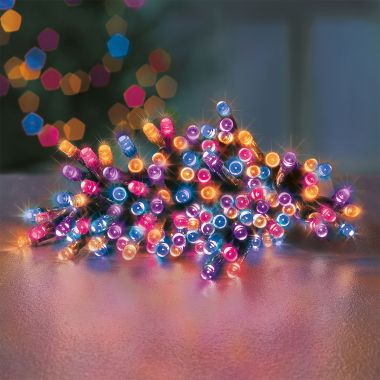 Premier 100 Multi-Action Battery Operated LED String Lights, Rainbow – 10.2m
