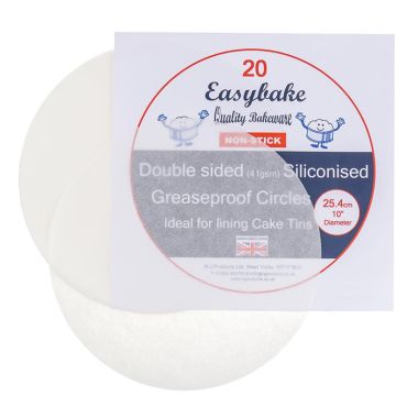 Easybake Siliconised Greaseproof Circles, 25.4cm – 20 Pack