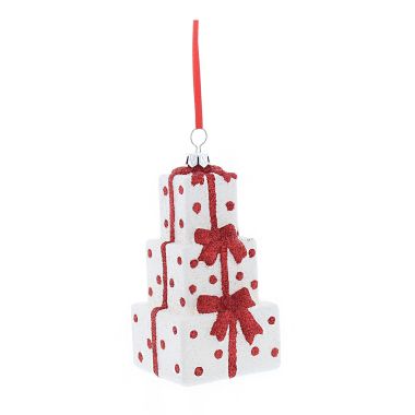 Red & White Stacked Presents Decoration - 10cm