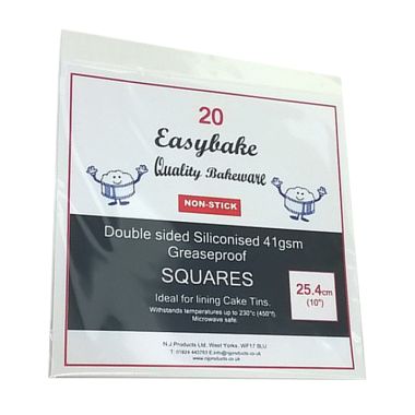 Easybake Siliconised Greaseproof Squares, 25.4cm – 20 Pack