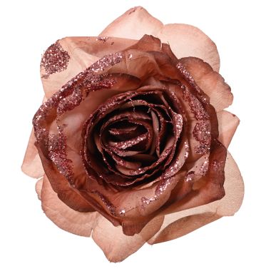 Velvet Pink Clip On Rose Decoration - 16cm