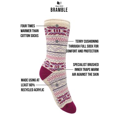Bramble Women's Fairisle Thermasocks - Pink