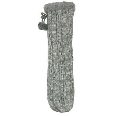 Bramble Women's Chunky Knit Lounge Slipper Socks - Grey