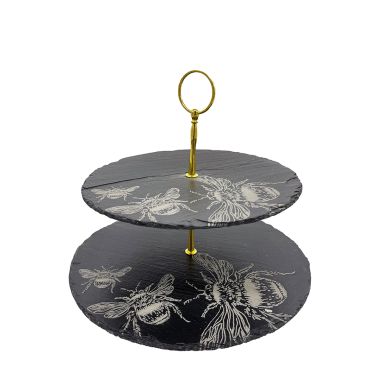 2 Tier Slate Serving Stand - Bee