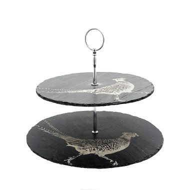 2 Tier Slate Serving Stand - Pheasant