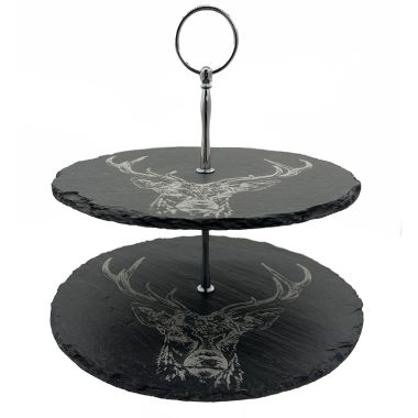 2 Tier Slate Serving Stand - Stag Prince