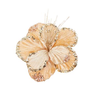Gold Clip on Hibiscus Decoration - 20cm