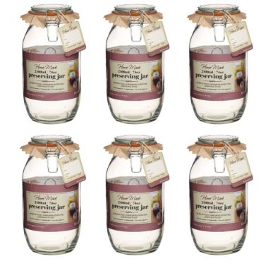 6 x KitchenCraft Home Made Glass Preserving Jar - 2.1 Litres