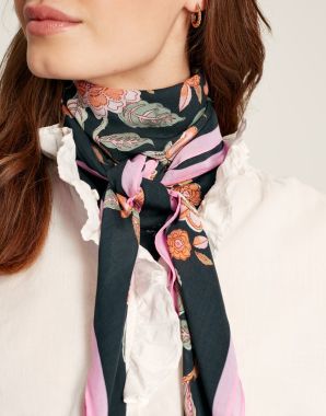  Joules Women's Middleton Scarf - Grey Floral 