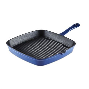 Barbary & Oak Cast Iron Grill Pan, 23cm – Blue