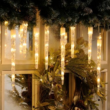 24 Colour Changing Icicle Lights, White/ Warm White - 6.9m