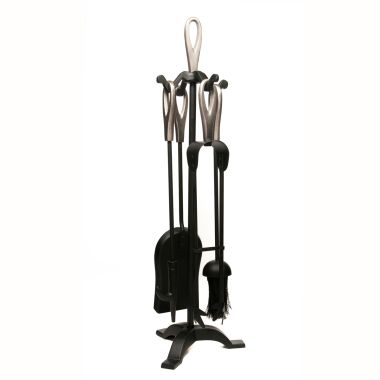 Mansion Loop Top Fireplace Companion Set, 25in - Black/Pewter