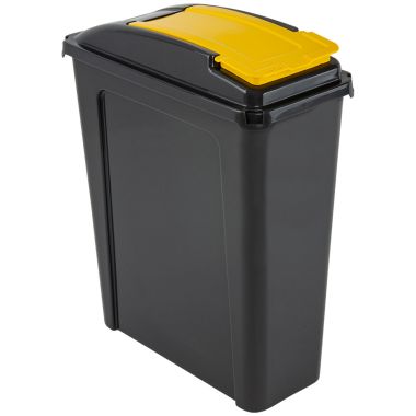 Wham Slimline Recycling Bin, 25 Litre - Yellow