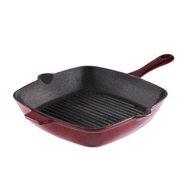 Barbary & Oak Cast Iron Grill Pan, 26cm – Red