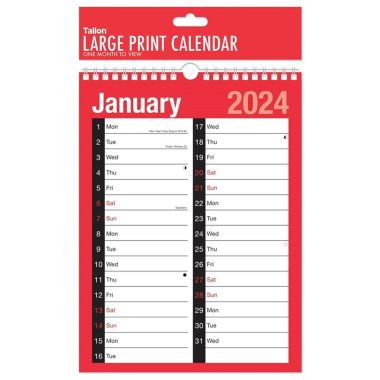 A4 Large Print Calendar