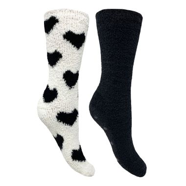 Bramble Women's Assorted Fluffy Socks, 2 Pack - Hearts