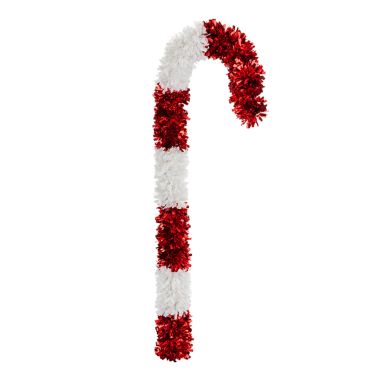 Red & White Tinsel Candy Cane Decoration - 79cm