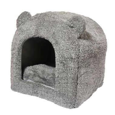 Rosewood Teddy Bear Cat Bed - Grey