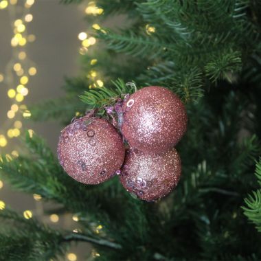 Blush Pink Three Ball Drop Decoration - 30cm