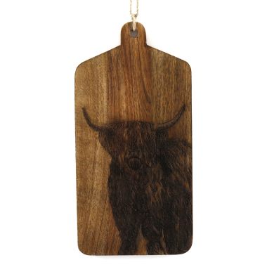 Wooden Highland Cow Cheese Board - 30cm