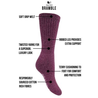 Bramble Women's All Terrain Socks, Pack of 3 - Mauve/Grey/Teal