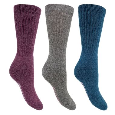 Bramble Women's All Terrain Socks, Pack of 3 - Mauve/Grey/Teal